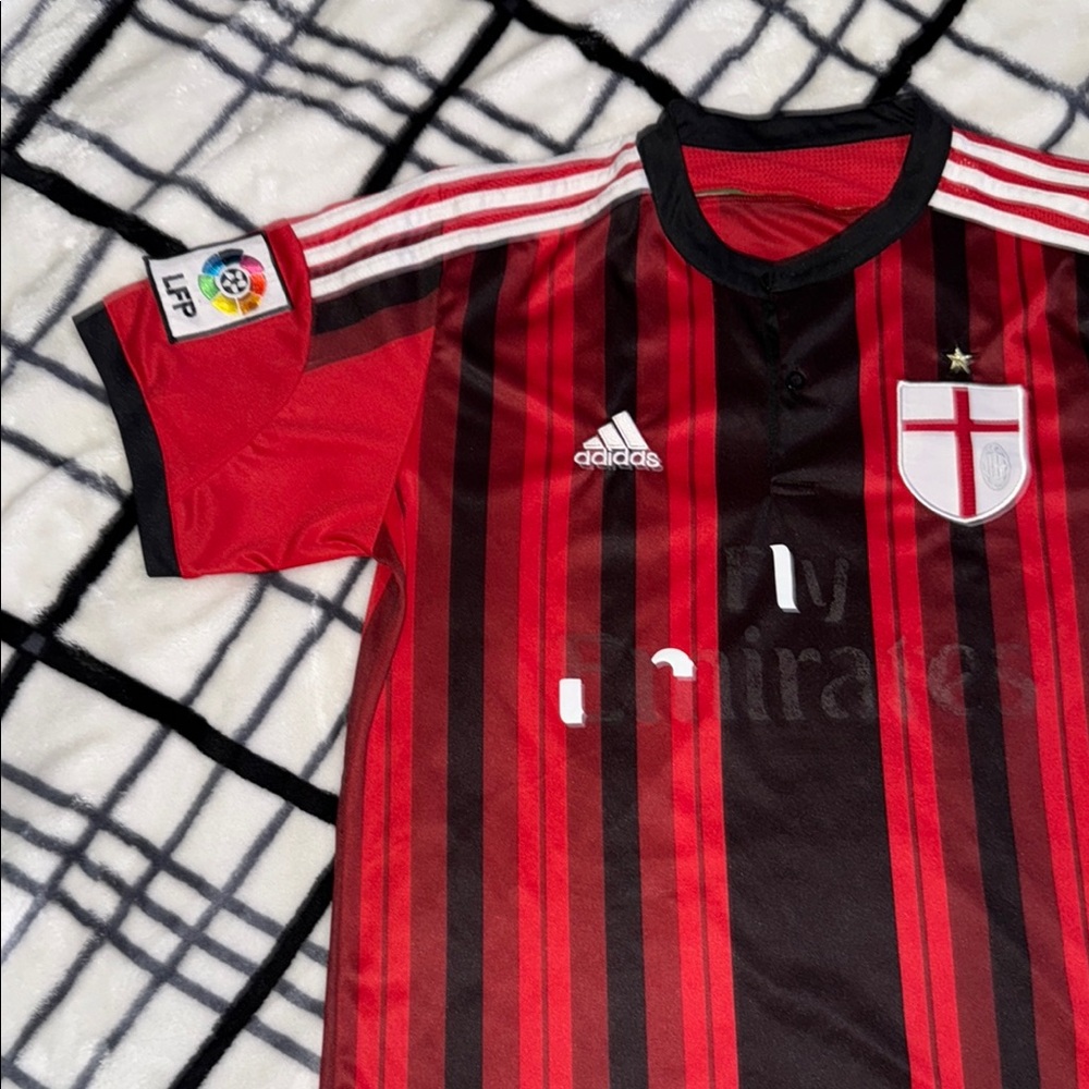 Adidas Red and Black Soccer Jersey with White Accents - Picture 2 of 5